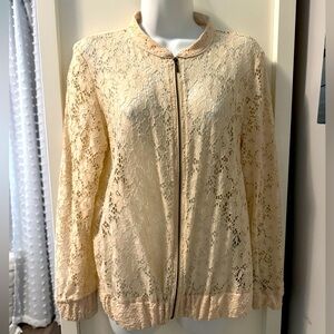 Lace Bomber Jacket - Cream